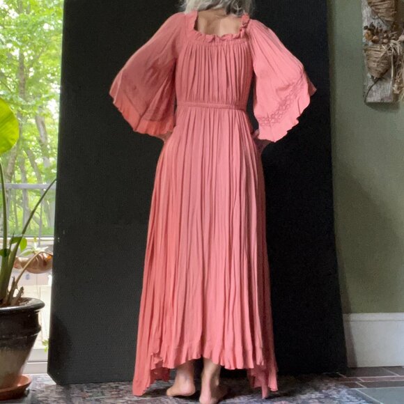 Free People, Midi-dress, Flowy, Flouncy Salmon/Terra Cotta, XS - Picture 2 of 8